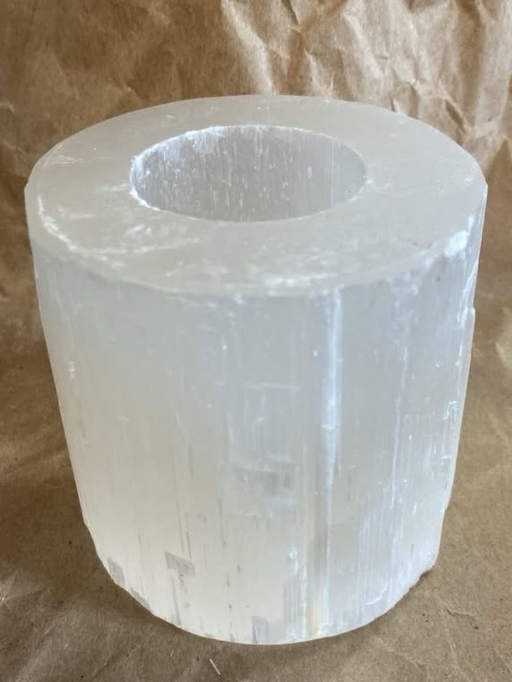 Selenite Cylinder Candle Holder